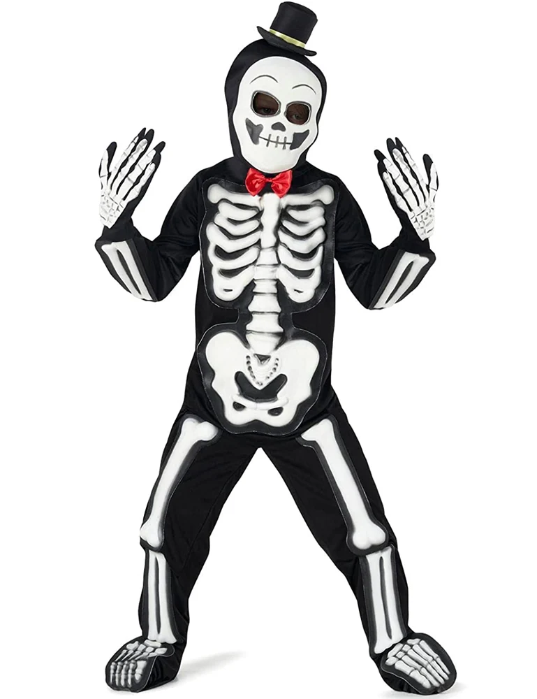 Halloween 3D Kostüm "Skelett" für Kinder | Glow in the Dark Geist