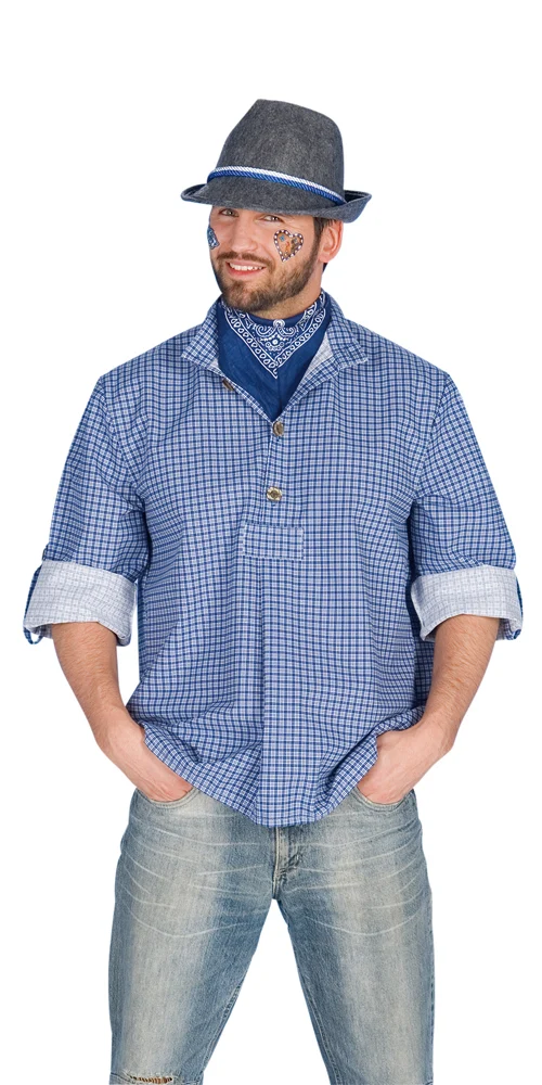 Trachtenhemd blau weiss kariert