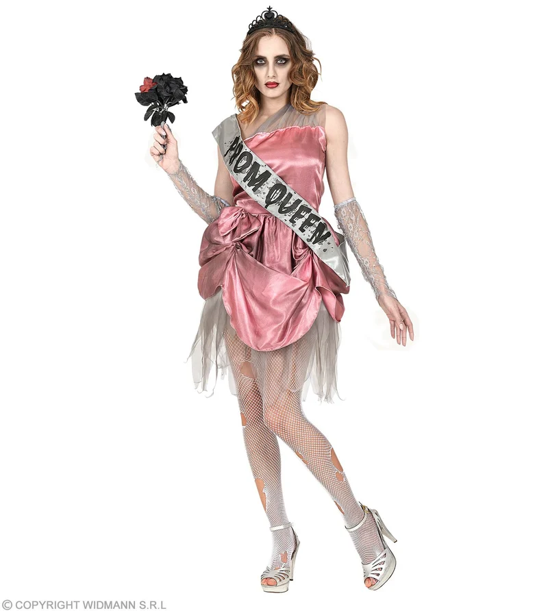 Zombie Ballkönigin "Prom Queen" Kostüm | Kleid mit Schärpe - Rosa