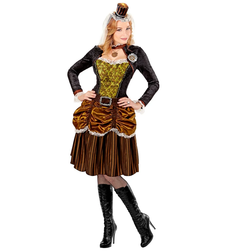Steampunk Lady Kostüm "Honoria" für Damen 0775 | Kleid und Hut