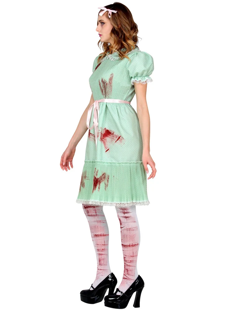 Killer-Puppe - Halloween Geister Hexenkostüm für Damen | Grün Weiß