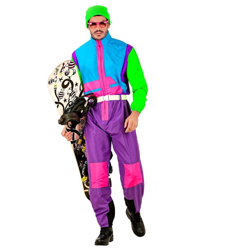 Snowboarder Kostüm "80er Jahre" für Erwachsene | Neon Mehrfarbig
