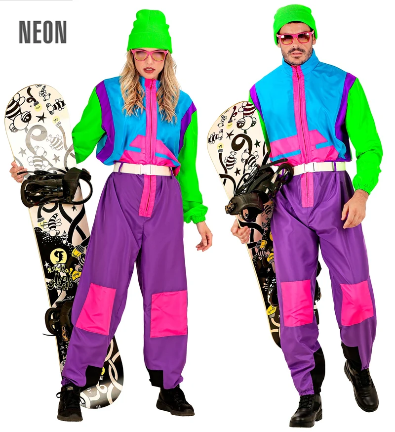 Snowboarder Kostüm "80er Jahre" für Erwachsene | Neon Mehrfarbig