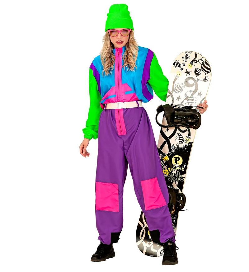 Snowboarder Kostüm "80er Jahre" für Erwachsene | Neon Mehrfarbig
