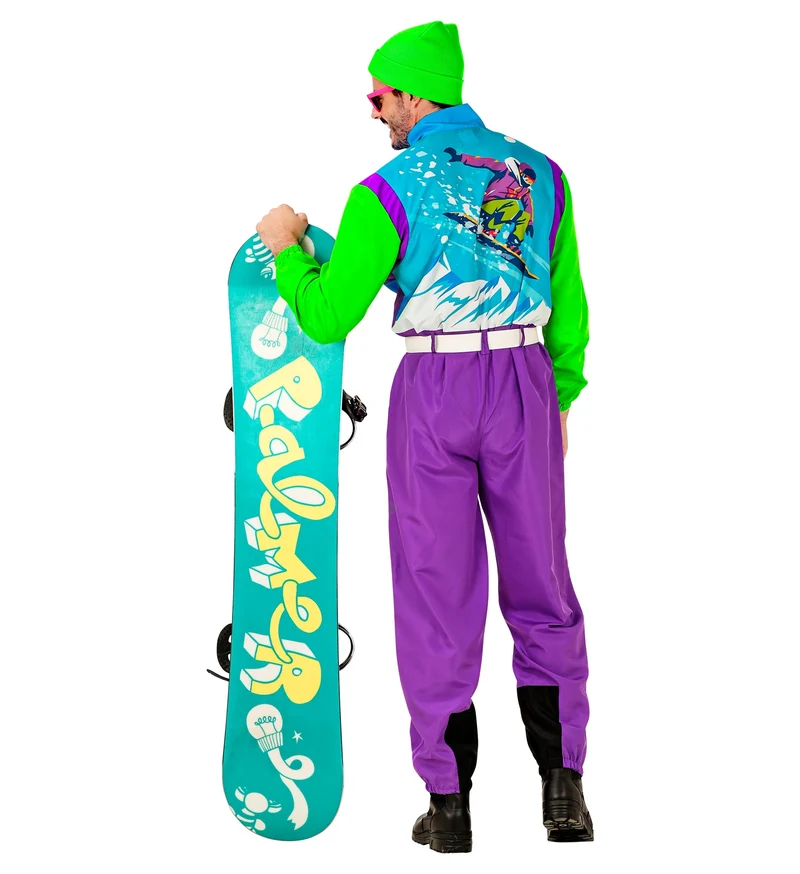 Snowboarder Kostüm "80er Jahre" für Erwachsene | Neon Mehrfarbig