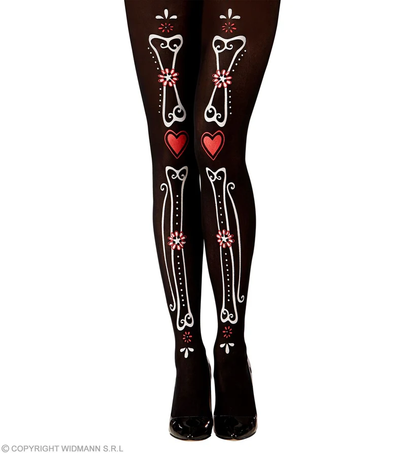 Dia de los Muertos Skelett Strumpfhose für Damen 50 DEN | Schwarz