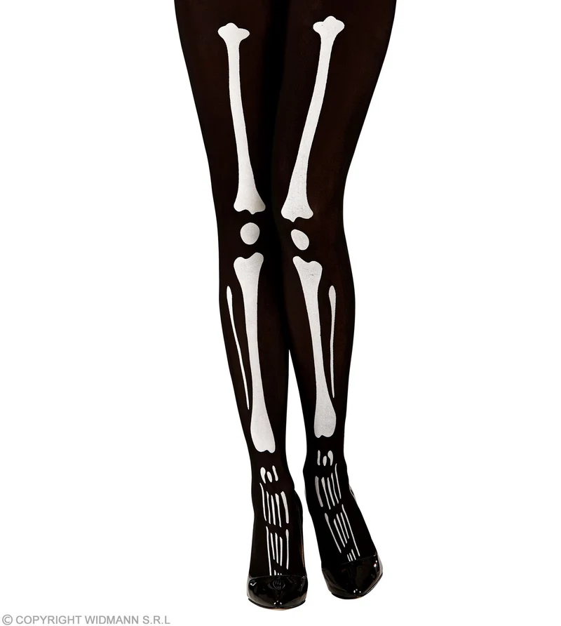 Skelett Strumpfhose für Damen 40 DEN | Schwarz Weiß
