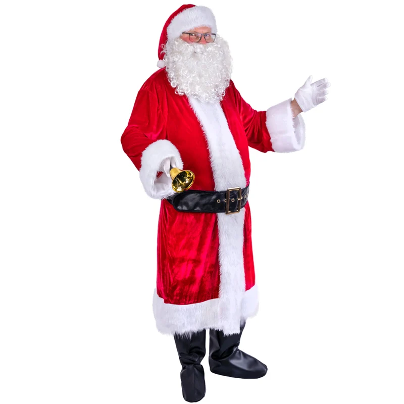 Nikolaus Weihnachtsmann Kostüm Set mit Mantel Mütze und Bart | Santa Weihnachten