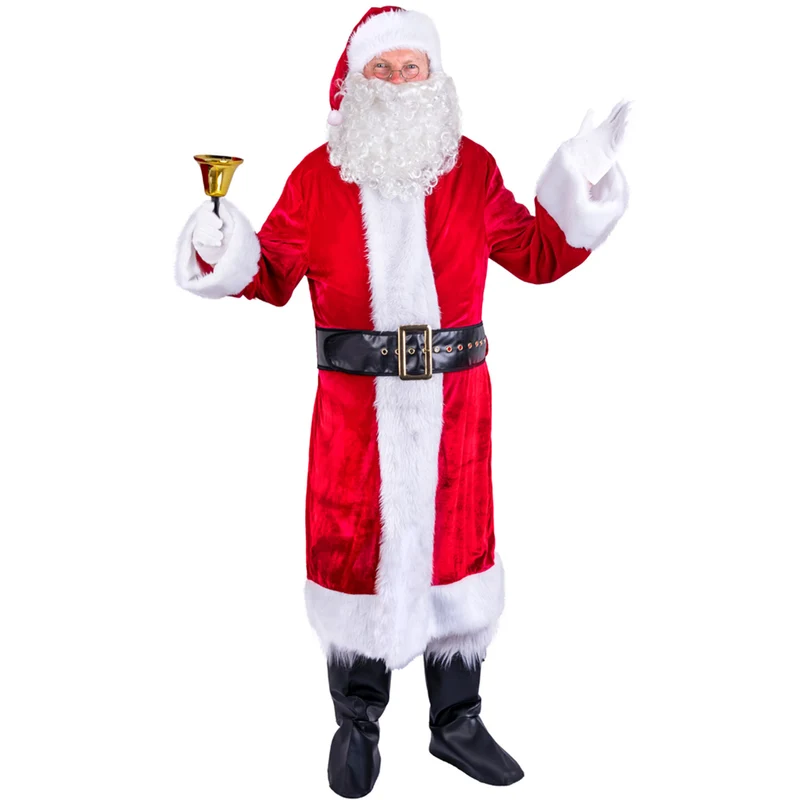 Nikolaus Weihnachtsmann Kostüm Set mit Mantel Mütze und Bart | Santa Weihnachten