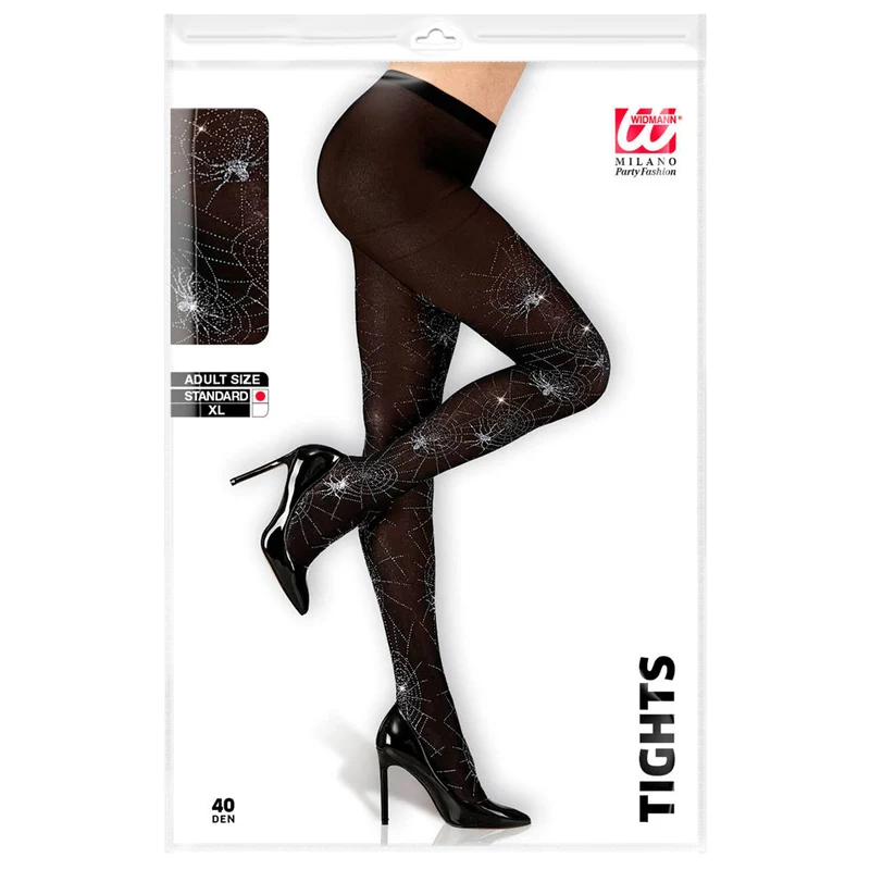 Glitzernde Spinnen Strumpfhose für Damen 40 DEN | Schwarz