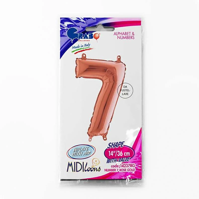 14"/Ø36cm Mini Zahlen Folienballon | Rosegold #7