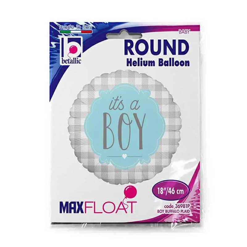 18"/Ø46cm Folienballon "It's a Boy Karo"