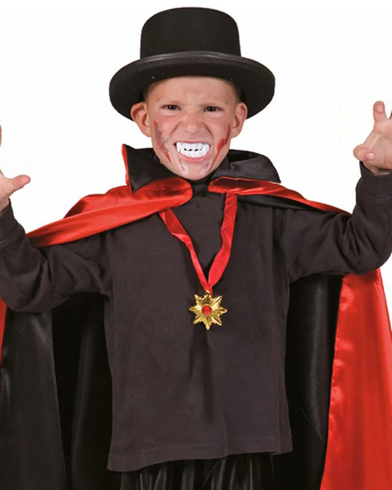 Vampir Dracula Umhang für Kinder | Schwarz Roter Wendeumhang