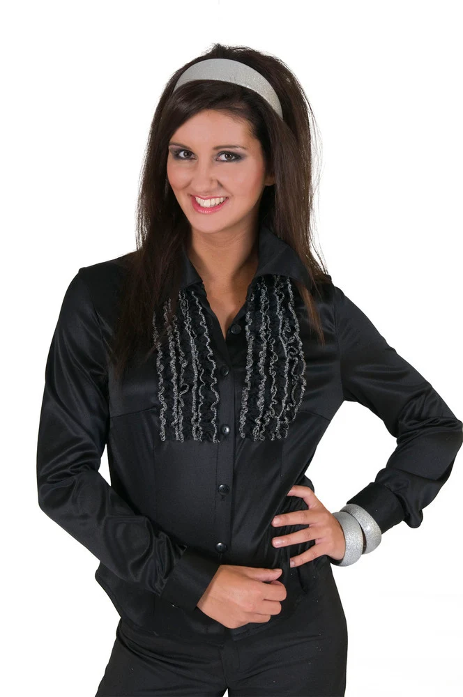 Hippie Rüschen Bluse Schwarz