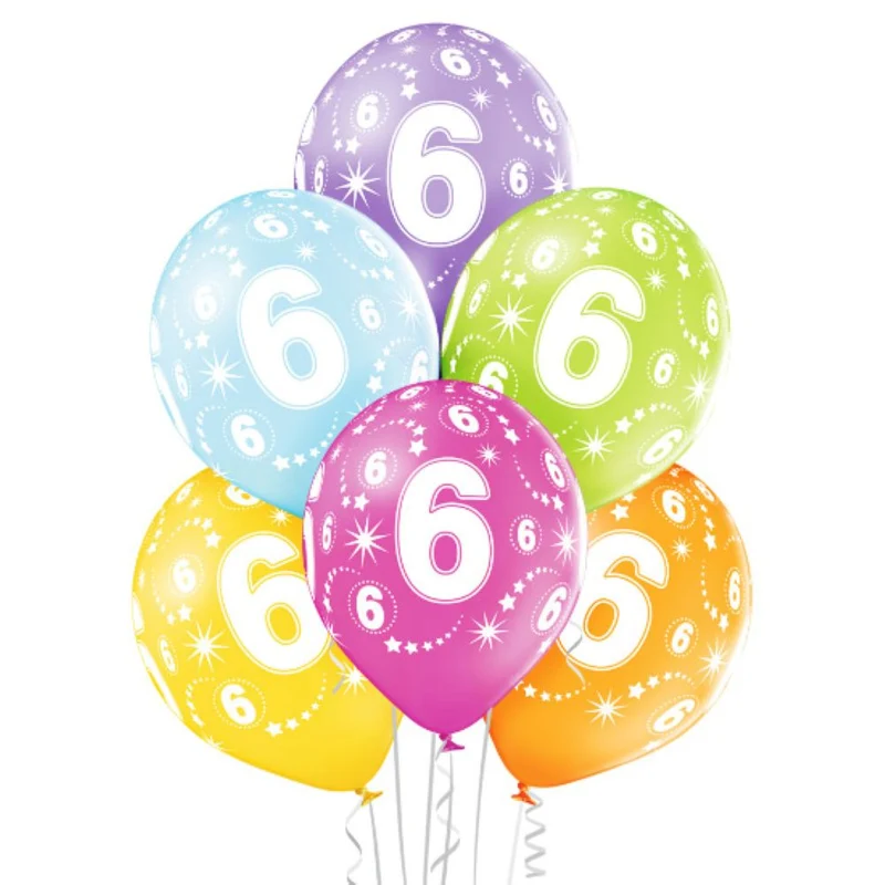 Luftballon Ø30cm Geburtstag #6 | 6 Stk. Bunt