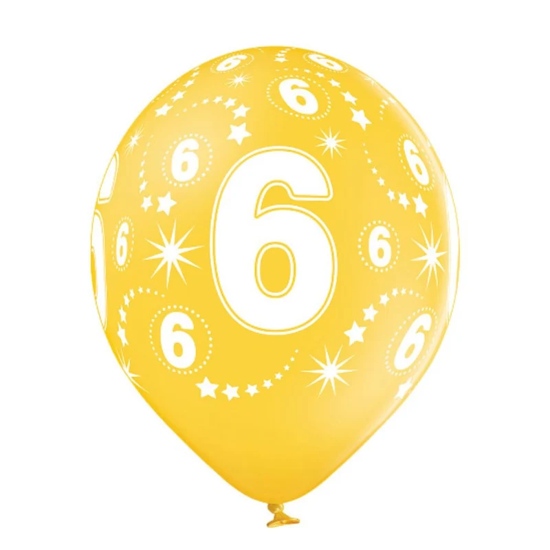 Luftballon Ø30cm Geburtstag #6 | 6 Stk. Bunt