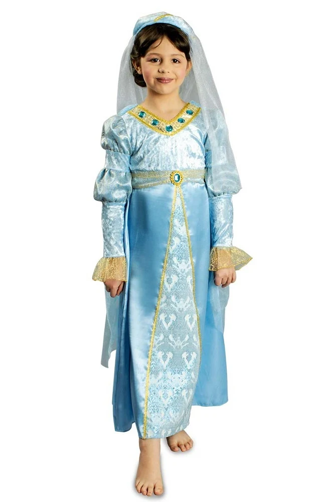 Burgfräulein Bianca Kostüm für Mädchen - Hellblau | Prinzessin Mittelalter Kinder Verkleidung