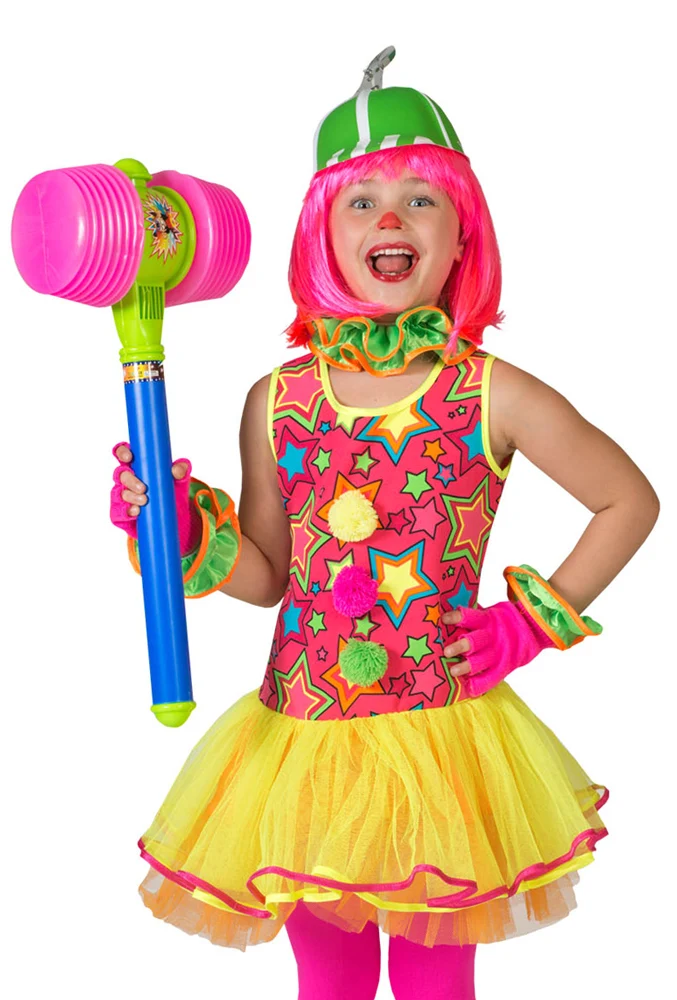 Clown Kostüm "Miley" für Mädchen in Neonfarben | Zirkus Karneval Kinder Verkleidung