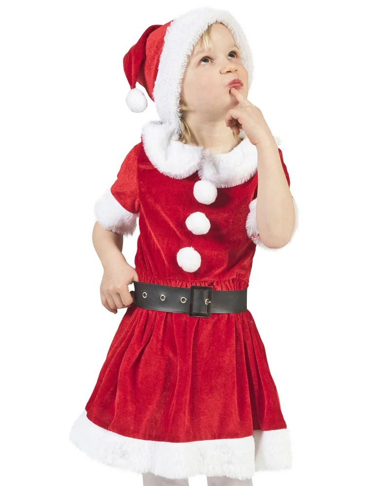 Weihnachtsmädchen Kostüm "Carol" für Kinder | Weihnachtsmann Kleid und Mütze