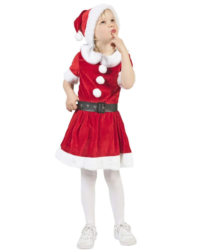 Weihnachtsmädchen Kostüm "Carol" für Kinder | Weihnachtsmann Kleid und Mütze