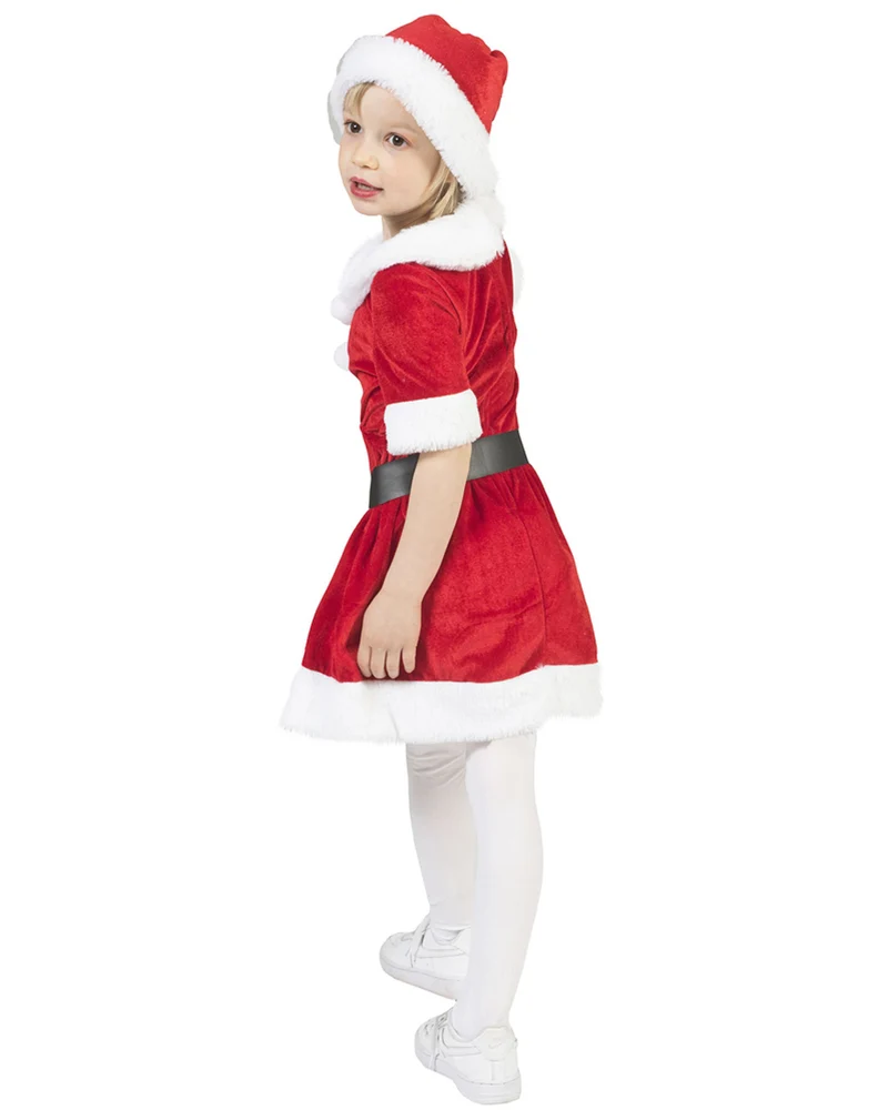 Weihnachtsmädchen Kostüm "Carol" für Kinder | Weihnachtsmann Kleid und Mütze