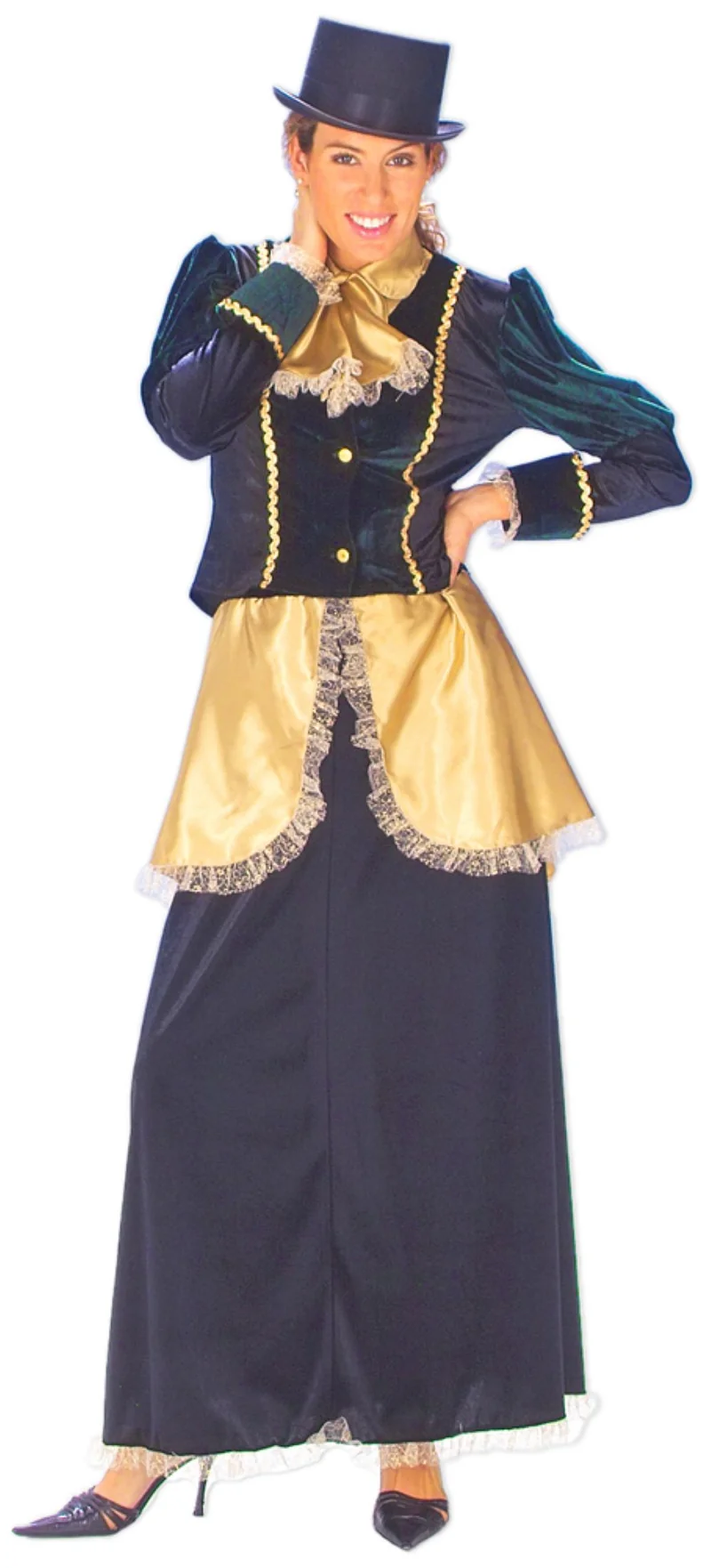 20er Jahre Kostüm für Damen - Langes Kleid | Blau Gold