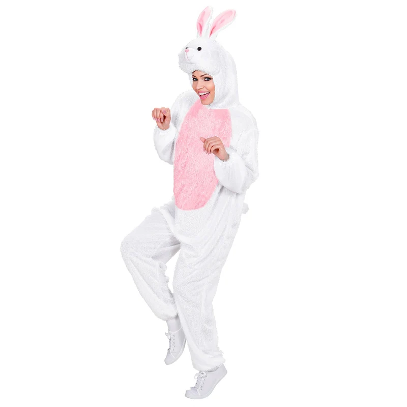 Hase Kostüm für Erwachsene | Weiß Rosa - Overall Tierkostüm