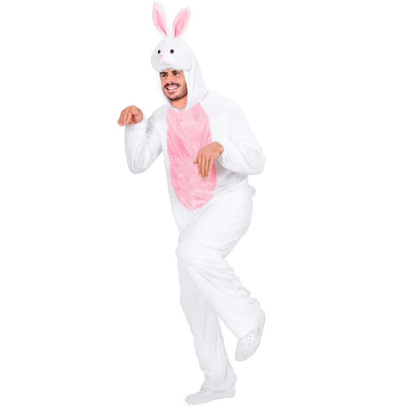 Hase Kostüm für Erwachsene | Weiß Rosa - Overall Tierkostüm