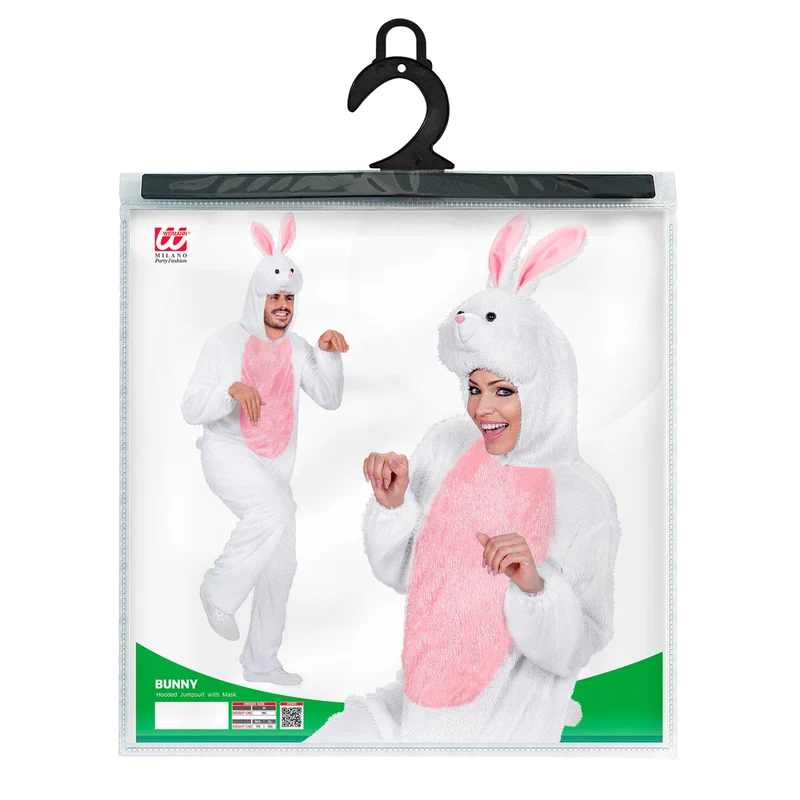 Hase Kostüm für Erwachsene | Weiß Rosa - Overall Tierkostüm