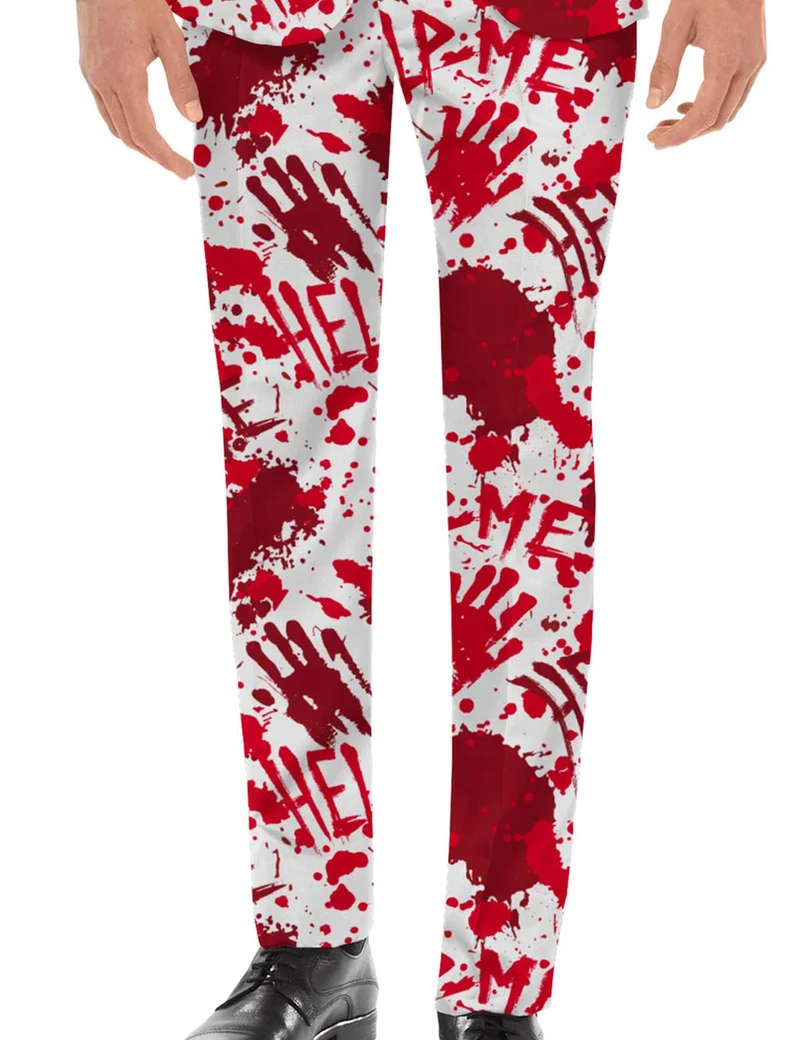 Halloween Designer Anzug "Blutflecken" 3-tlg. - Herren Kostüm | Rot Weiß