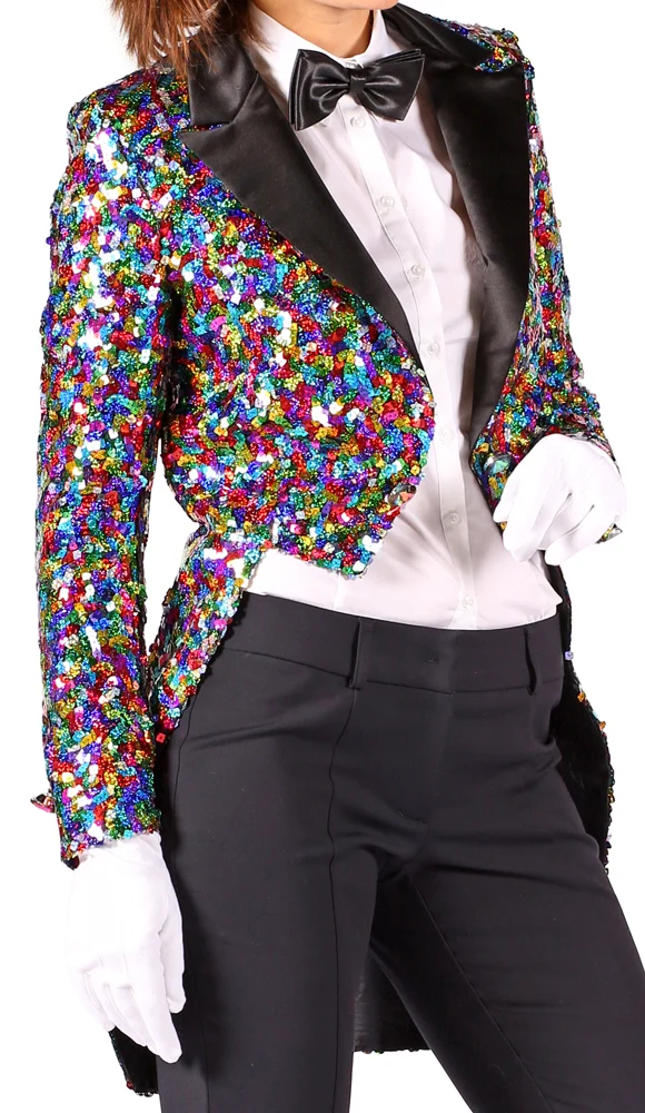 Glitzer Pailletten Frack für Damen | Multicolor