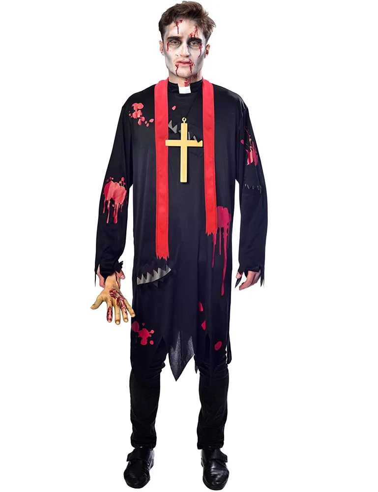 Halloween Kostüm Zombie Priester für Herren | Horror Partykostüm