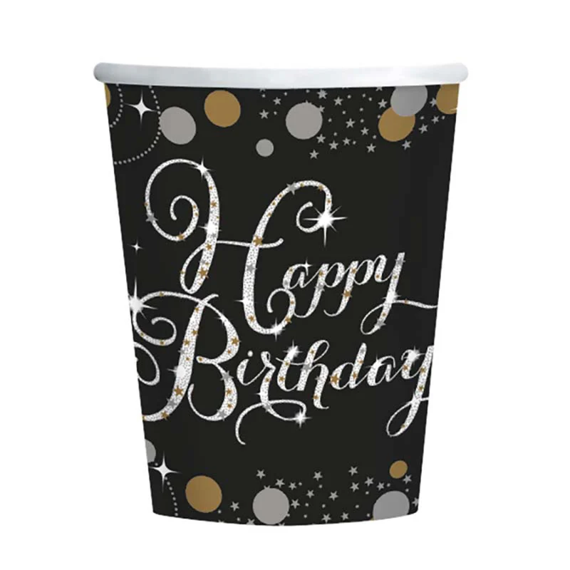 Pappbecher Sparkling Happy Birthday 250ml/8Stk.