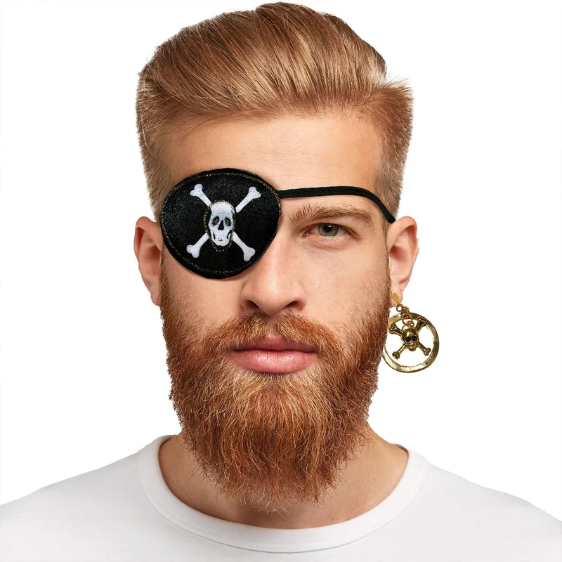 Piraten Set "Totenkopf" 2-tlg. | Ohrring und Augenklappe