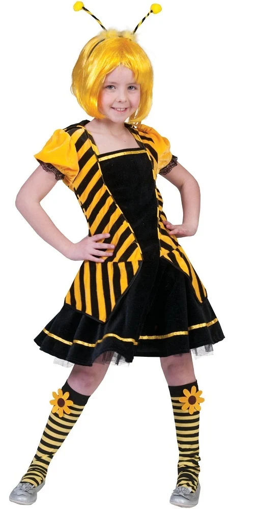Bienen Kostüm "Susi" für Mädchen - Gelb Schwarz | Kinder Kostümkleid Karneval Fasching