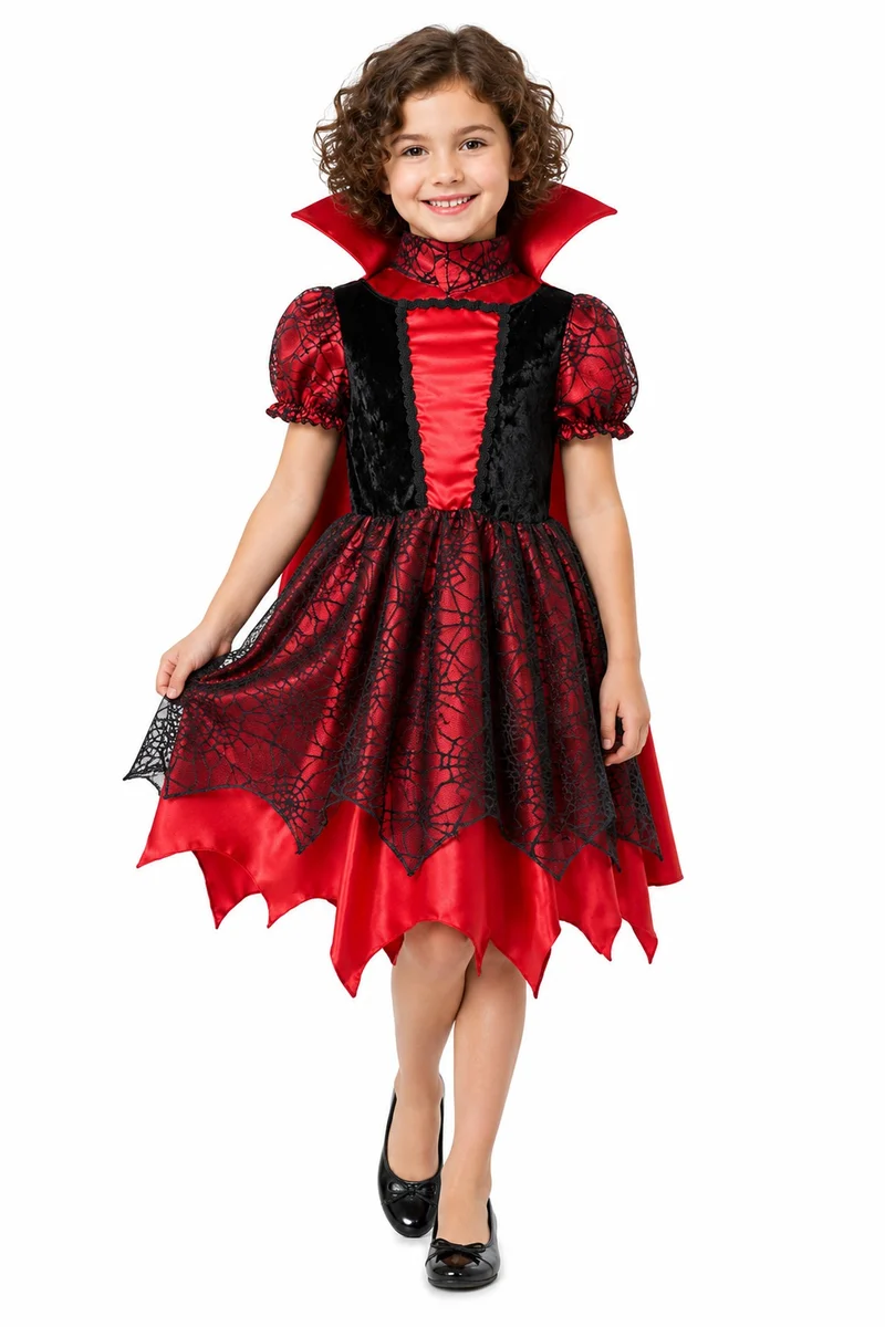 Kostüm Hexe "Willow" für Mädchen | Vampir Schwarz Rot