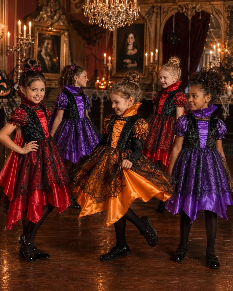 Kostüm Hexe "Willow" für Mädchen | Vampir Schwarz Rot