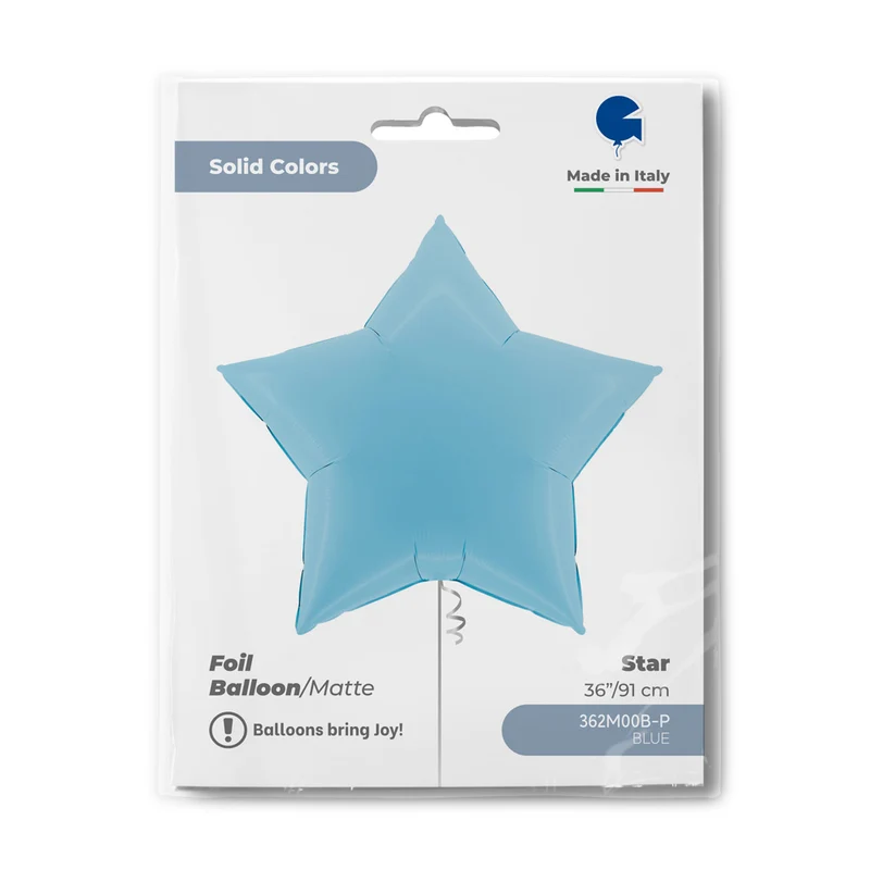 36"/Ø91cm Folienballon Uni Stern | Blau Matt