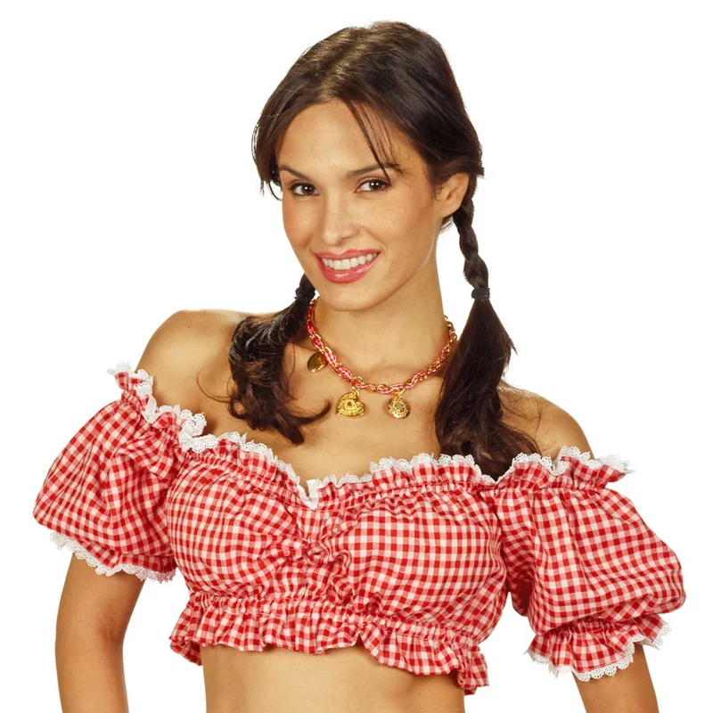 Carmen Trachtenbluse Fanny | Rot Weiß