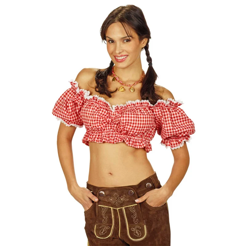 Carmen Trachtenbluse Fanny | Rot Weiß