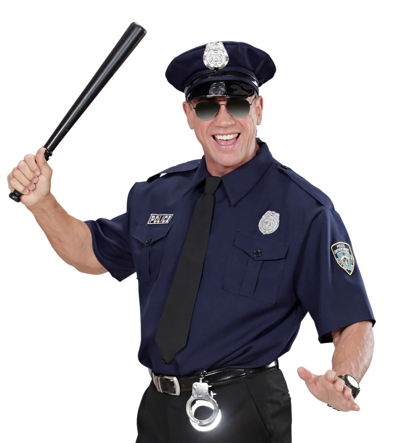 Kostüm "Polizist" mit Hemd, Krawatte und Mütze | Blau/Schwarz