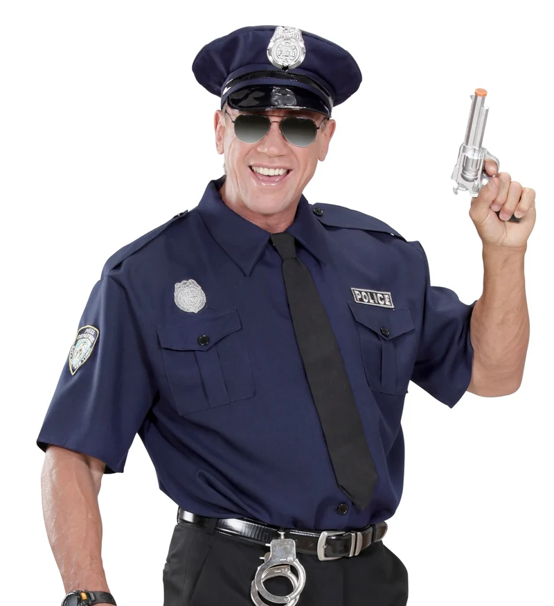 Kostüm "Polizist" mit Hemd, Krawatte und Mütze | Blau/Schwarz