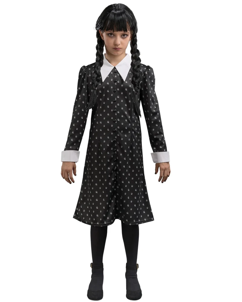 Kostüm "Wednesday" für Kinder | Print Kleid Schwarz Weiß - Addams Family