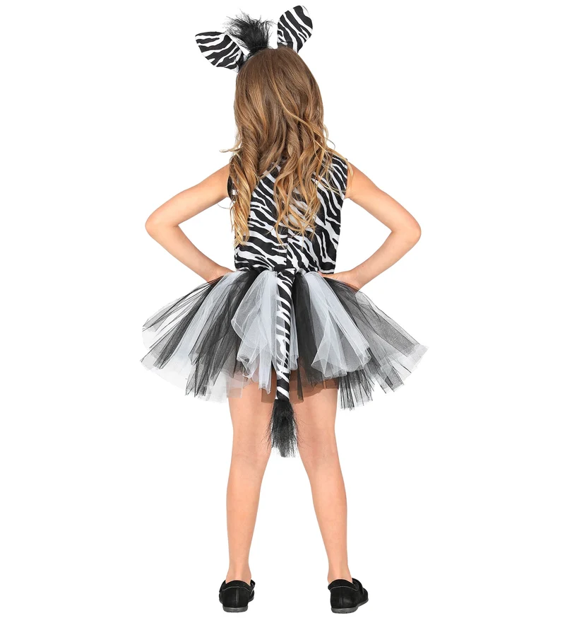Zebra Kinderkostüm für Mädchen - Kleid und Haarreif | Tierkostüm Gr. 110