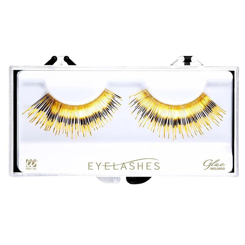 Wimpern Gold Metallic mit Klebstofftube