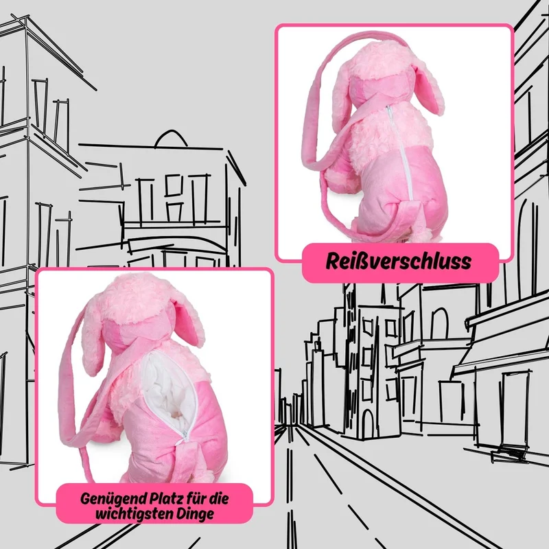Kuschelige Pudel Handtasche | 32 x 19 x 10 cm - Rosa