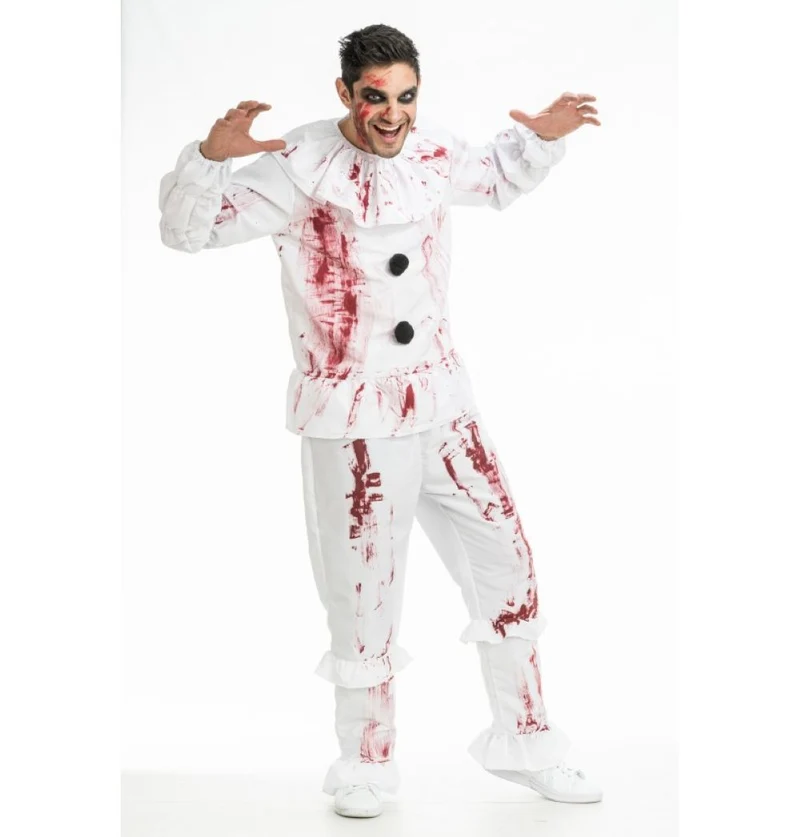 Killer Clown "Bloody Whitey" Kostüm für Herren | Weiß Rot