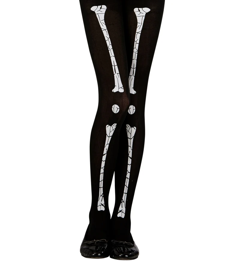 Skelett Strumpfhose für Kinder 70 DEN | Schwarz Weiß