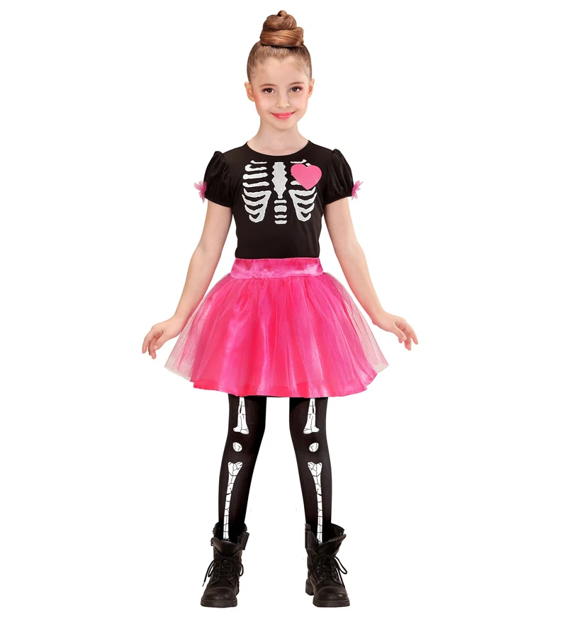 Skelett Strumpfhose für Kinder 70 DEN | Schwarz Weiß