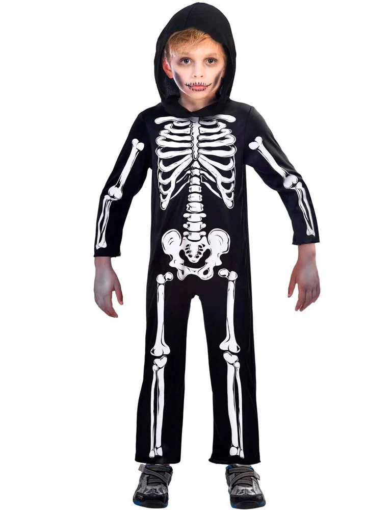 Halloween Kostüm Skelett für Kinder | Horror Anzug Geist Gespenst